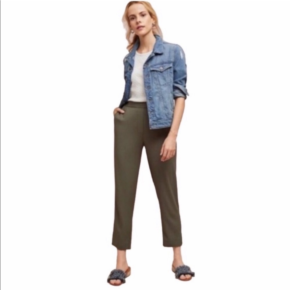 Anthropologie The Essential Pull On Trouser Olive color green
